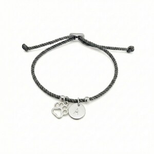 Personalised Pet Bracelet Paw Print Initial Custom Dog Cat Gift Adjustable Cord Jewellery image 10