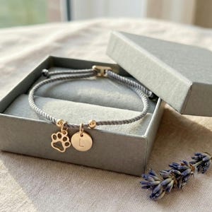Christmas Gift Pet Lover Bracelet Paw Print Custom Initial Dog Cat Personalized Jewelry