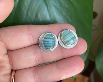 Zebra Jasper Circle Studs