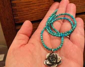 Turquoise & Succulent Bloom Necklace