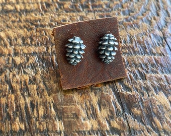 Sterling Pinecone Studs