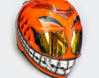 custom seabee motorcycle helmet DOT Custom Motorcycle Helmet for Motorbike Superbike Rider Biker Riding  Bike Orange Smiley CH05