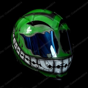 Custom helmet, Custom motorcycle helmet, Superbike helmet, Motorbike Helmet, Bike helmet, Crash Helmet, Hand painted Green Smiley MO96