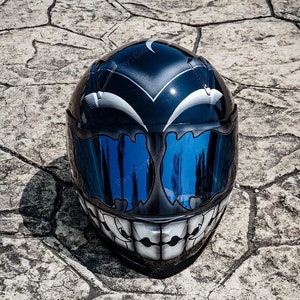 Custom helmet, Custom motorcycle helmet, Superbike helmet, Motorbike Helmet, Bike helmet, Crash Helmet, Hand painted Black Smiley MO95