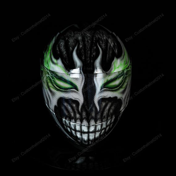 demon skull motorcycle helmet Amazing Mohawk Punk Monster 3D Classic Antique Brown Custom Airbrush Helmet Black Demon Skull Motorcycle Devil