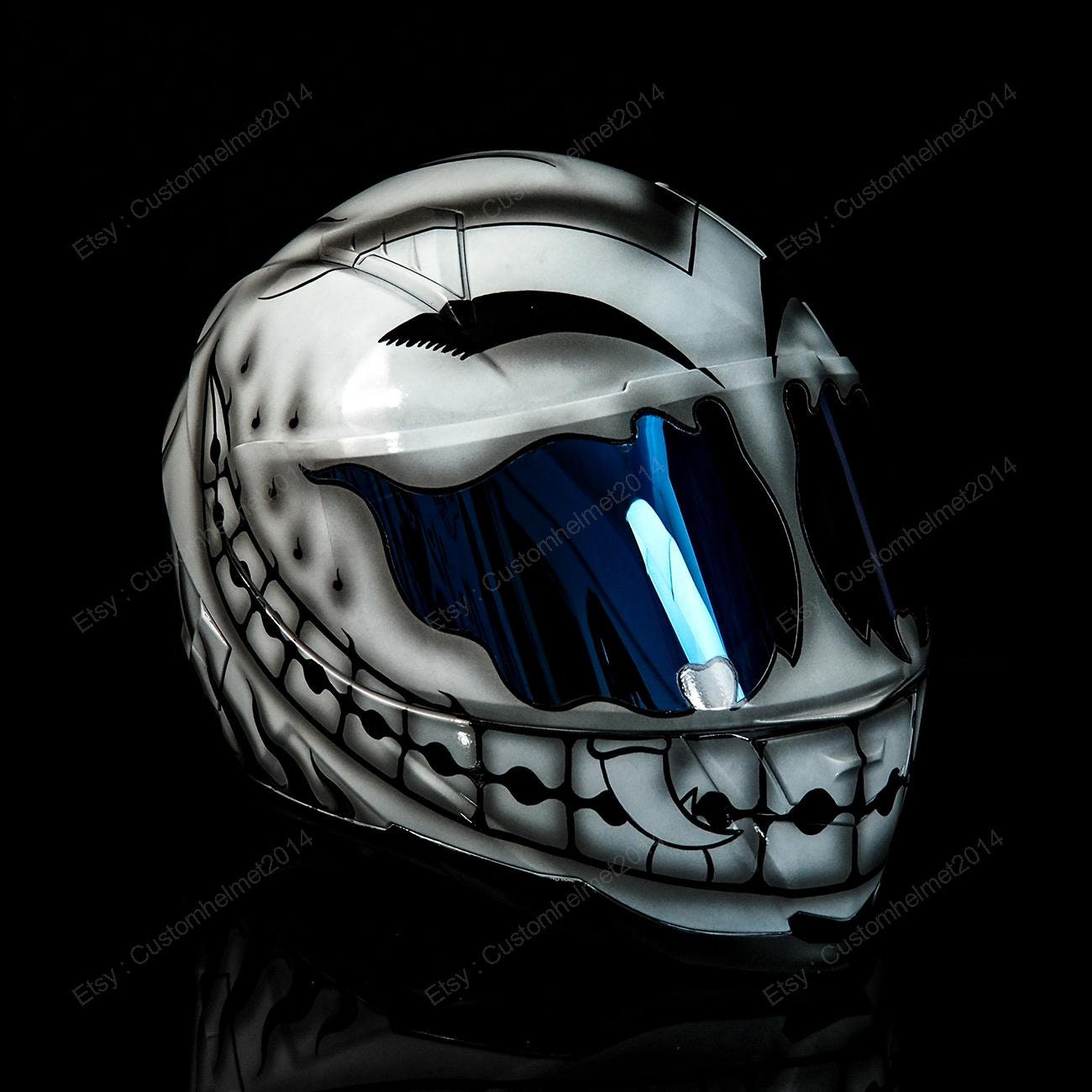 Custom Helmet, Custom Motorcycle Helmet, Superbike Helmet, Motorbike Helmet, Bike Helmet, Crash Helmet, Hand Painted White Smiley MO89 - Etsy Custom Helmet, Custom Motorcycle Helmet, Superbike Helmet, Motorbike Helmet, Bike Helmet, Crash Helmet, Hand Painted White Smiley MO89 - Etsy