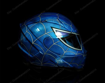 best motorcycle helmet amazon Skullskins Spider-Man Wired Web Blue Full Face Cover Casco de moto Spiderman