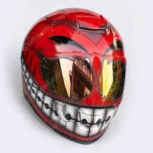 Custom helmet Painted, Custom motorcycle helmet, Superbike helmet, Bike helmet, Carting helmet, Crash Helmet, Red Smiley CH08