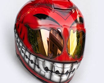 Custom Helm Gemalt, Custom Motorradhelm, Superbike-Helm, Fahrradhelm, Karthelm, Crashhelm, Red Smiley CH08