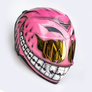 Custom helmet, Custom motorcycle helmet, Superbike helmet, Bike helmet, Carting helmet, Crash Helmet, Airbrush painted Pink Smiley CH01 image 4