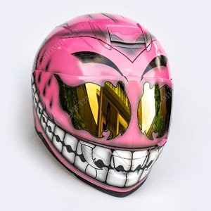 Custom helmet, Custom motorcycle helmet, Superbike helmet, Bike helmet, Carting helmet, Crash Helmet, Airbrush painted Pink Smiley CH01 image 1