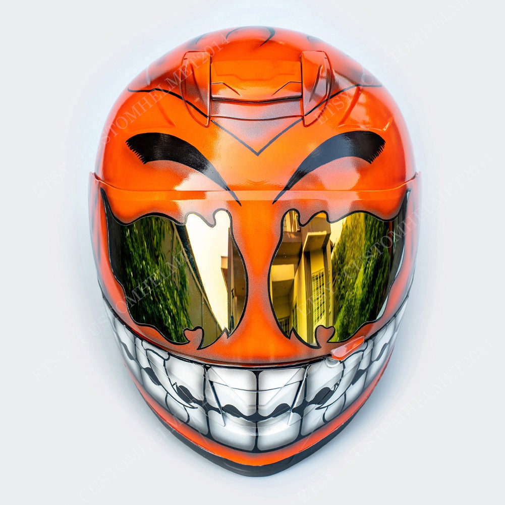 SUPERSTICKI Helm Aufkleber Set 8 orange Racing Streifen Motorrad