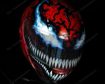 Aangepaste helm, aangepaste motorhelm, superbike-helm, motorhelm, fietshelm, valhelm, handgeschilderd Venom Carnage MO26