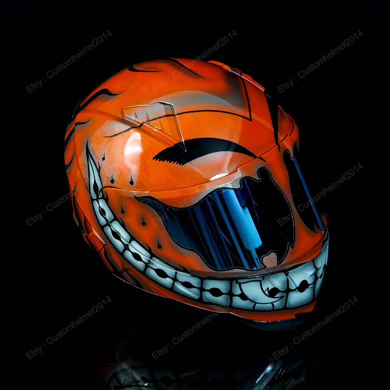 Custom Helmet, Custom Motorcycle Helmet, Superbike Helmet, Motorbike Helmet,  Bike Helmet, Crash Helmet, Hand Painted Orange Smiley MO94 - Etsy