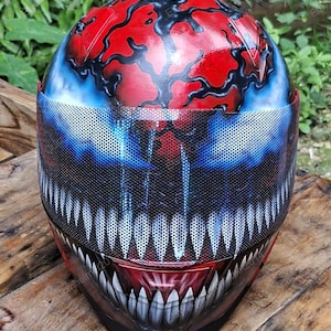 Custom Helm, Custom Motorradhelm, Superbike Helm, Motorradhelm, Fahrradhelm, Crash Helm, Hand bemalt Venom Carnage MO26