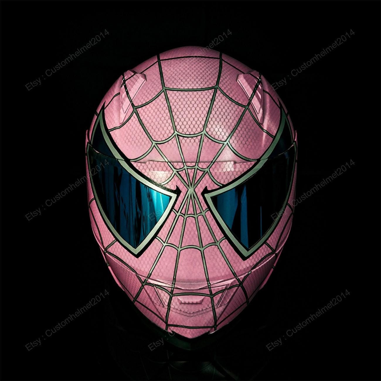 Custom Helm, Custom Motorradhelm, Superbike Helm, Motorradhelm, Fahrradhelm, Crash Helm, Hand bemalt Pink Spiderman MO03