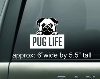 Pug Car Decal, Pug Life Car Decal, Funny Dog Decal, Pug Sticker, Pug Car Sticker, Pug Mom