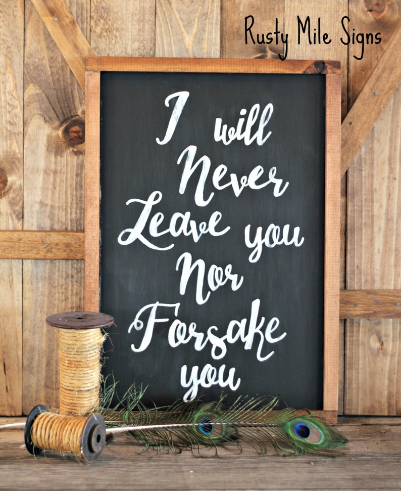 Wooden Sign with Sayings I Will Never Leave You Nor ...