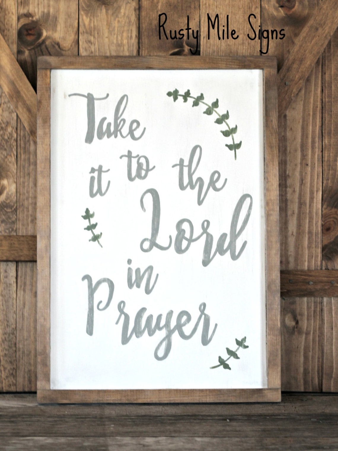 Take it to the lord in prayer wooden sign grey white wooden etsy