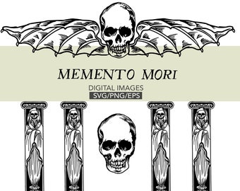 Skull Memento Mori, digital download, svg files, Vector digital skull art, printable and editable files, svg, eps, png