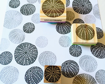 Sea Urchin Shells Rubber Stamps, hand Carved Rubber Stamps, Beach Decor, Beach Style, Summer Design