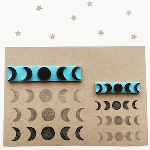 Moon phases rubber stamps, two sizes, hand carved