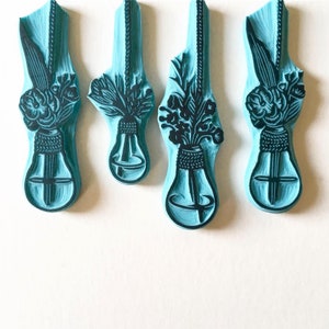 Blumen Stempel in einer Glühbirnen-Vase, handgeschnitzter Blumenstempel, Hochzeit diy Idee, Hochzeitskarte.