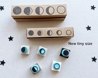 Moon phase rubber stamp set, set of five moons, phases of the moon stamping, lunar phases, cassastamps