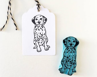 Dalmatian rubber stamp, puppy stamp, cute hand carved stamp, pet portrait stamp