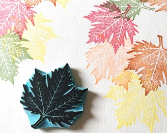 Autumn Leaf Stamp, Rubber Stamp, Hand Carved, Fall Decor, Autumn Wedding, Falling Leaves