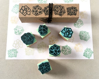 Succulent rubber stamps, set of stamps, hand carved wedding stamps