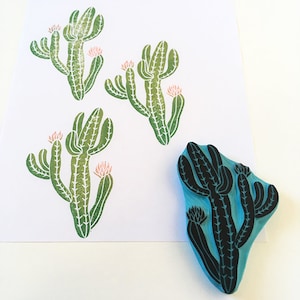 Timbro in gomma di cactus, timbro in gomma intagliato a mano, timbro di cactus, pianta di cactus, arte di cactus, cassastamps