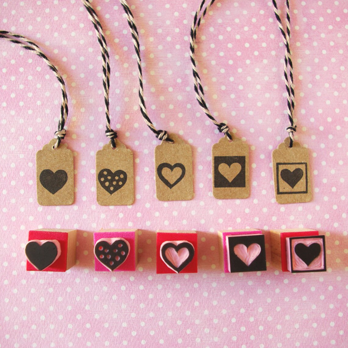 Heart Rubber Stamps Set of 5 Mini Stamps Wedding Decor Etsy