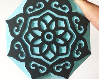 Mandala rubber stamp, hand carved