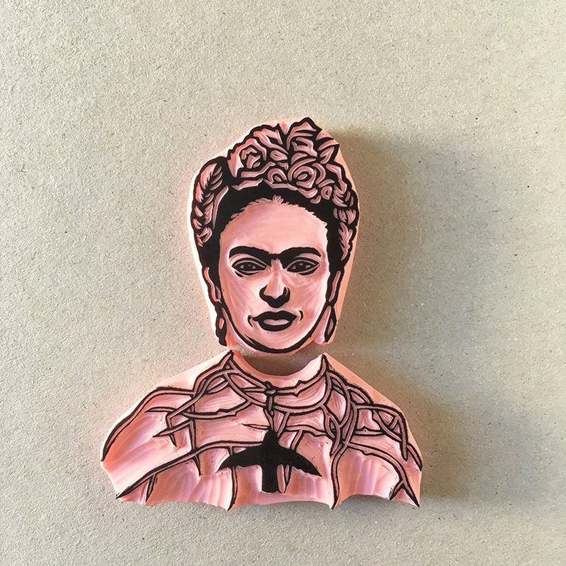 Frida Rubber Stamp Frida With Hummingbird Thorn Necklace - Etsy