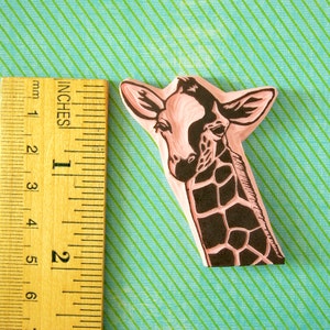 Giraffe stamp, rubber stamp, hand carved stamp, charity item, African giraffe, wild animal, DSWT, kiko giraffe image 3