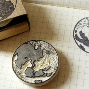 Moon rubber stamp hand carved, dinner invitations, greeting cards, New Year's eve. image 4