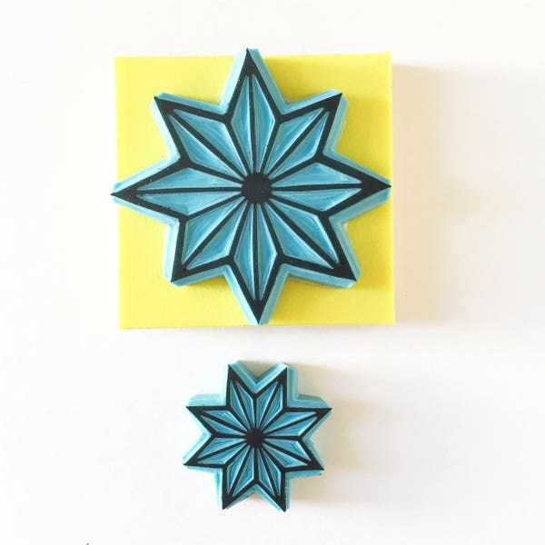 Star rubber stamp, Christmas Star Stamp,Handmade by Cassastamps