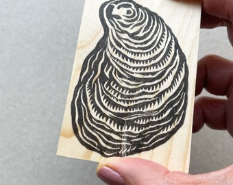 Oyster shell rubber stamp for ocean theme stamping