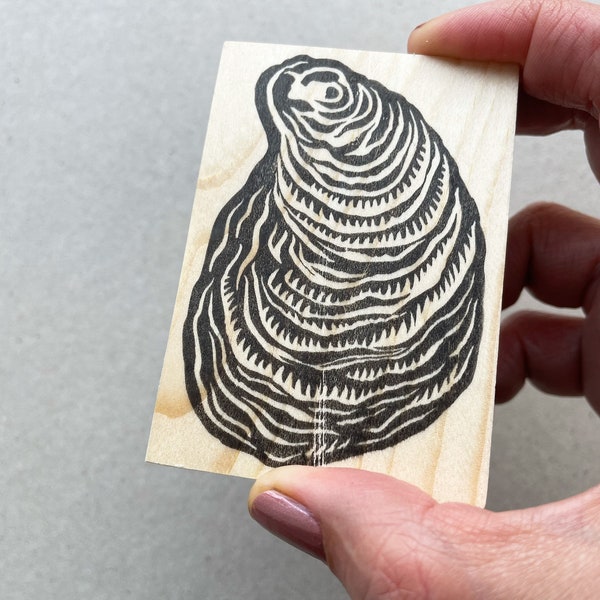 Oyster shell rubber stamp for ocean theme stamping