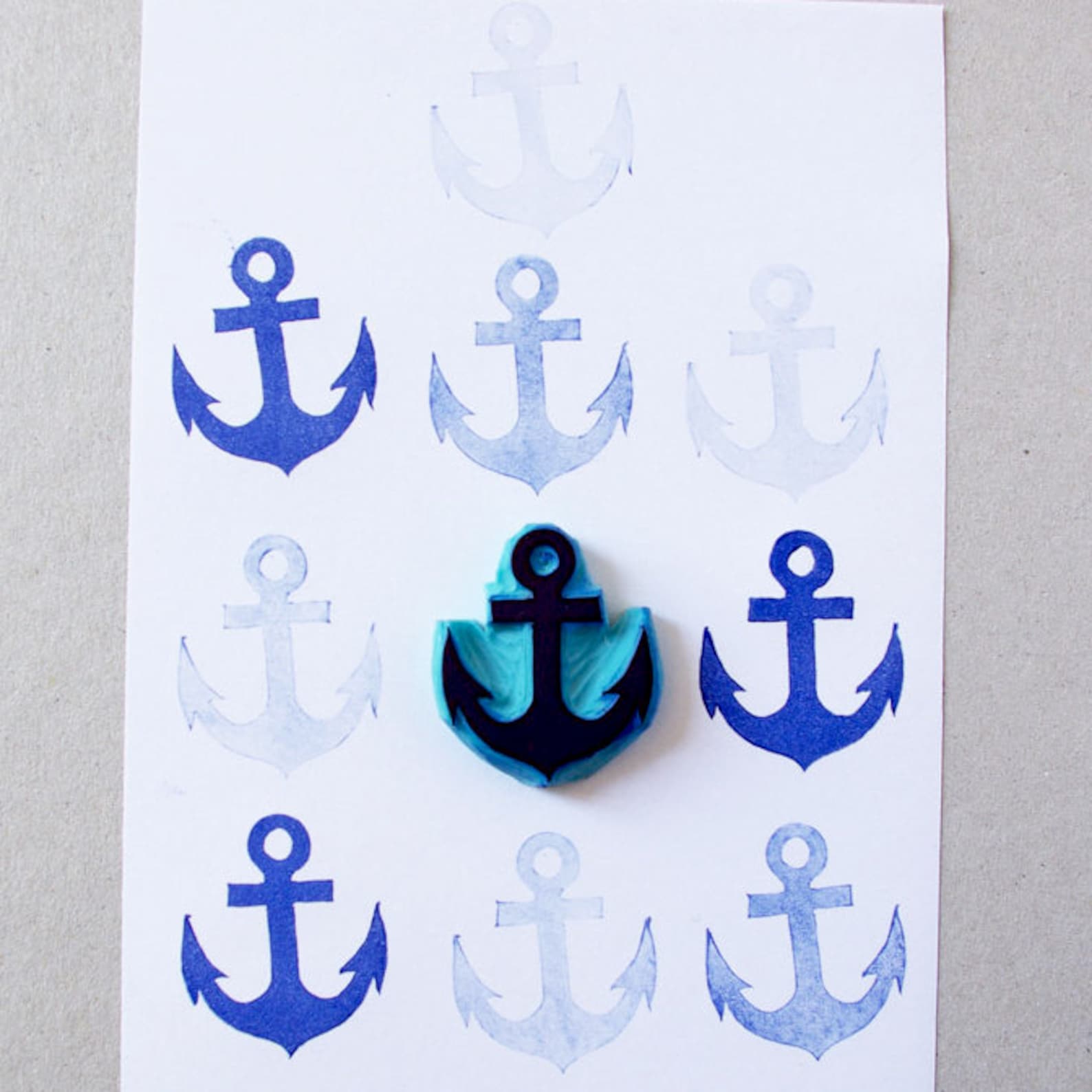 Anchor Rubber Stamp Nautical Decor Stamp Hand Carved Stamp Etsy