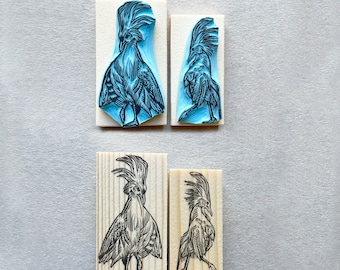 Exotic bird Cagou rubber stamp, New Caledonia bird stamp