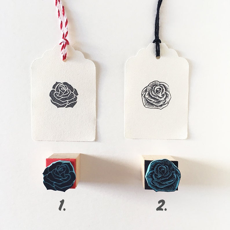 Rose Mini Stamps Rubber Stamps Hand Carved Flower Decor Etsy