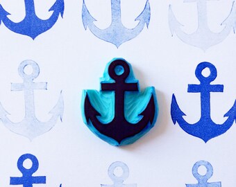 Anchor rubber stamp - nautical decor stamp - hand carved stamp