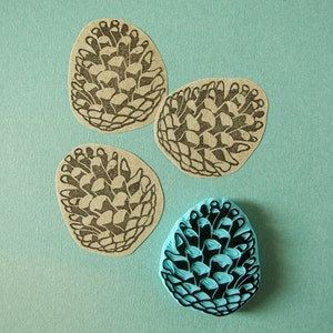 Pinecone rubber stamp, hand carved stamp, christmas decor stamp, pine stamp, handmade