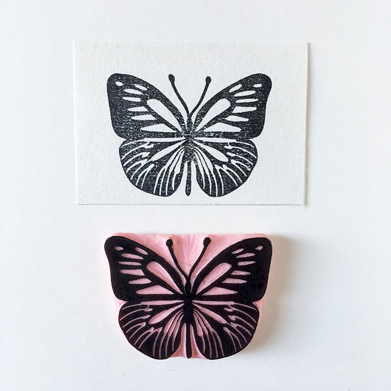 Butterfly Stamps hand carved rubber stamps boho wedding Etsy