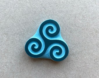 Triskele hand carved rubber stamp, celtic spiral symbol stamp