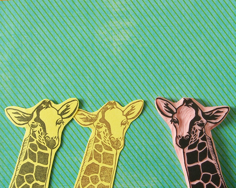 Giraffe stamp, rubber stamp, hand carved stamp, charity item, African giraffe, wild animal, DSWT, kiko giraffe image 4