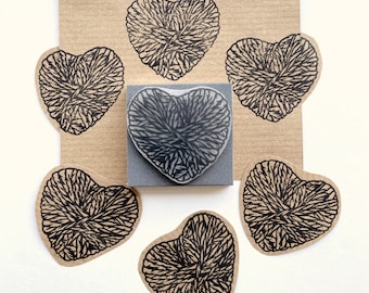 Yarn wrapped heart rubber stamp, tied heart, wrapped heart, string heart