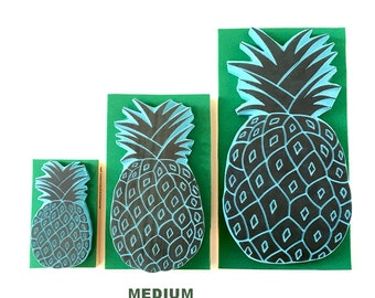 Pineapple stamp, MEDIUM size rubber stamp, hand carved, tropical decor, DIY ideas, ananas